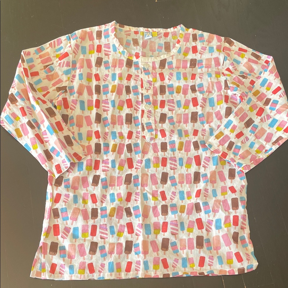 Like New Frangipani Colorful Popsicle Print Long Sleeve Tunic